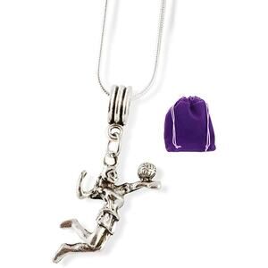 Female Volleyball Player Spiking Ball Snake Chain Necklace